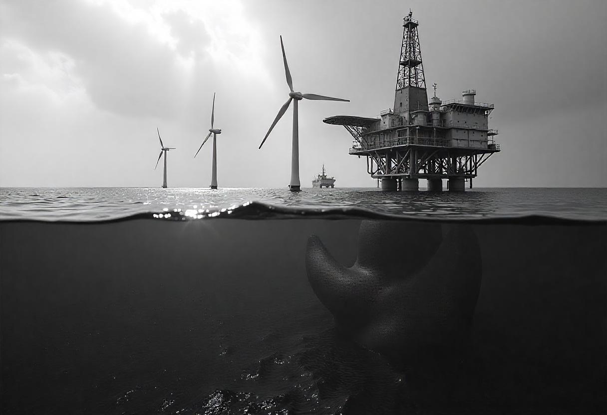 deep offshore platform with floating wind turbines