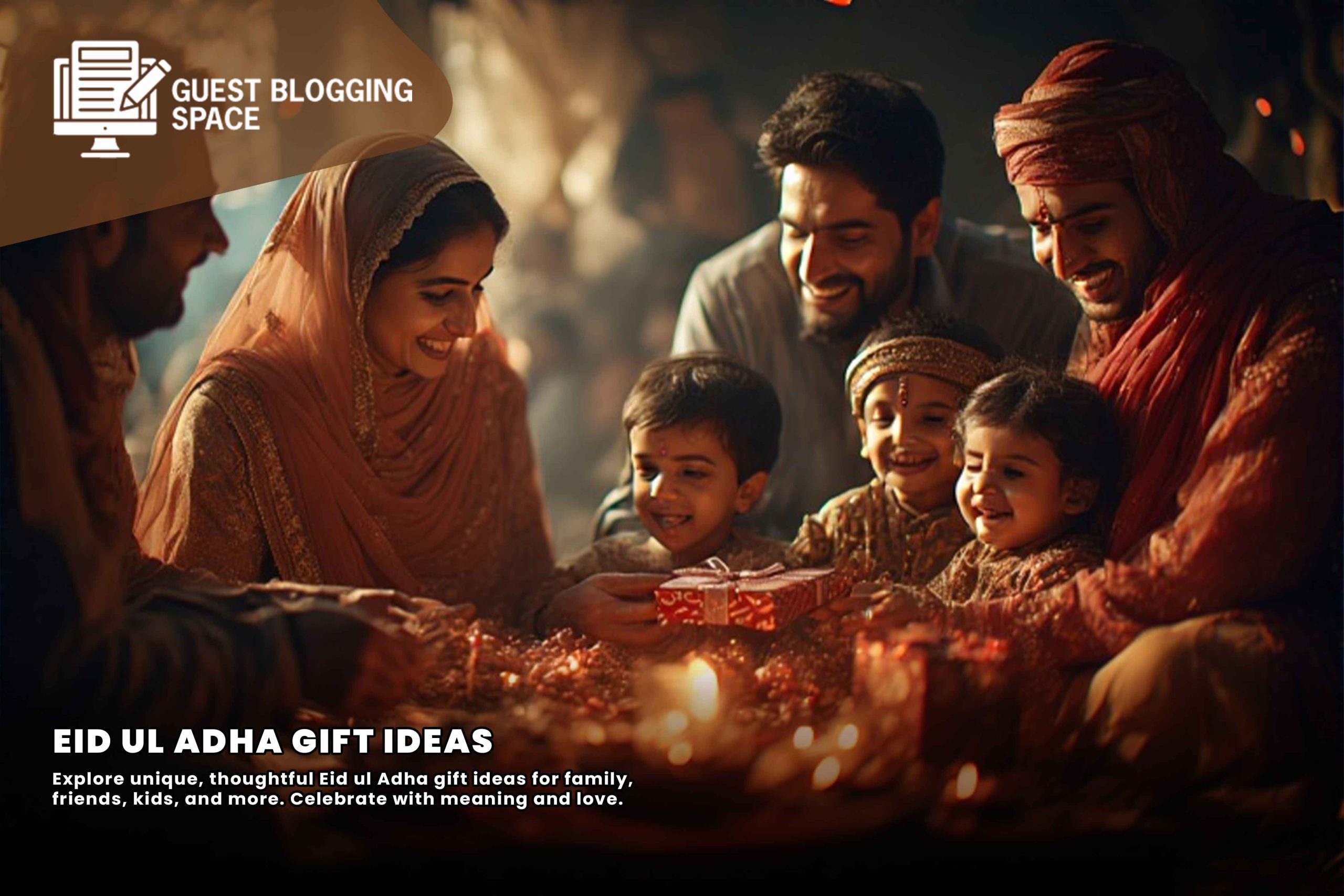 Muslim family sharing Eid ul Adha gifts at home